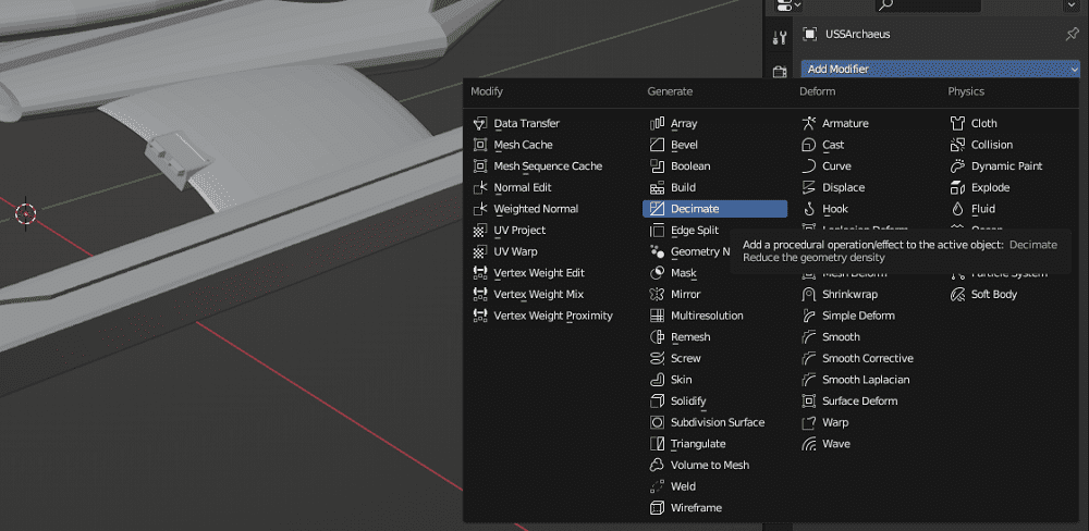 choose decimate in Blender
