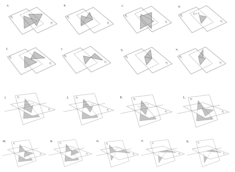 drawn configuration of intersecting triangles