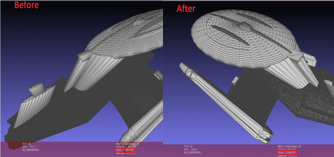 Meshlab simplification result